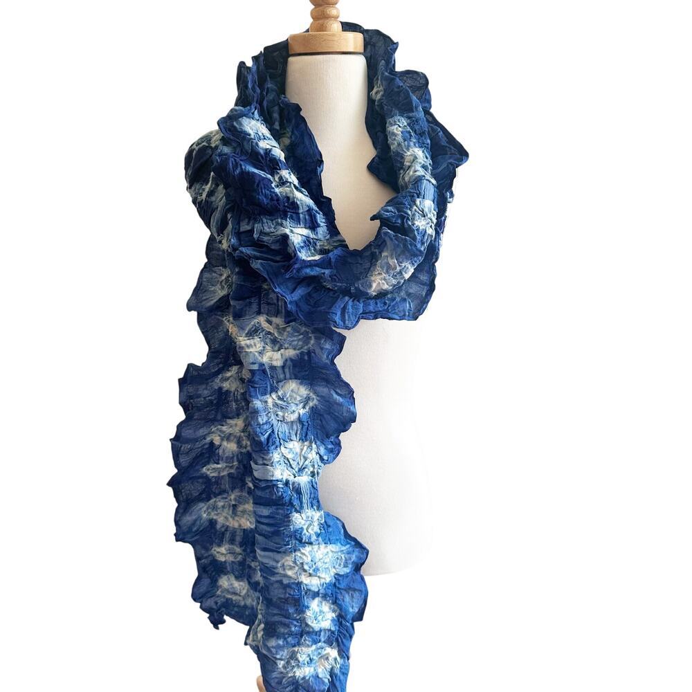 Handmade Indigo Tye Dye Waterfall Scarf Made in‎ India NEW Cotton Boho Hippie